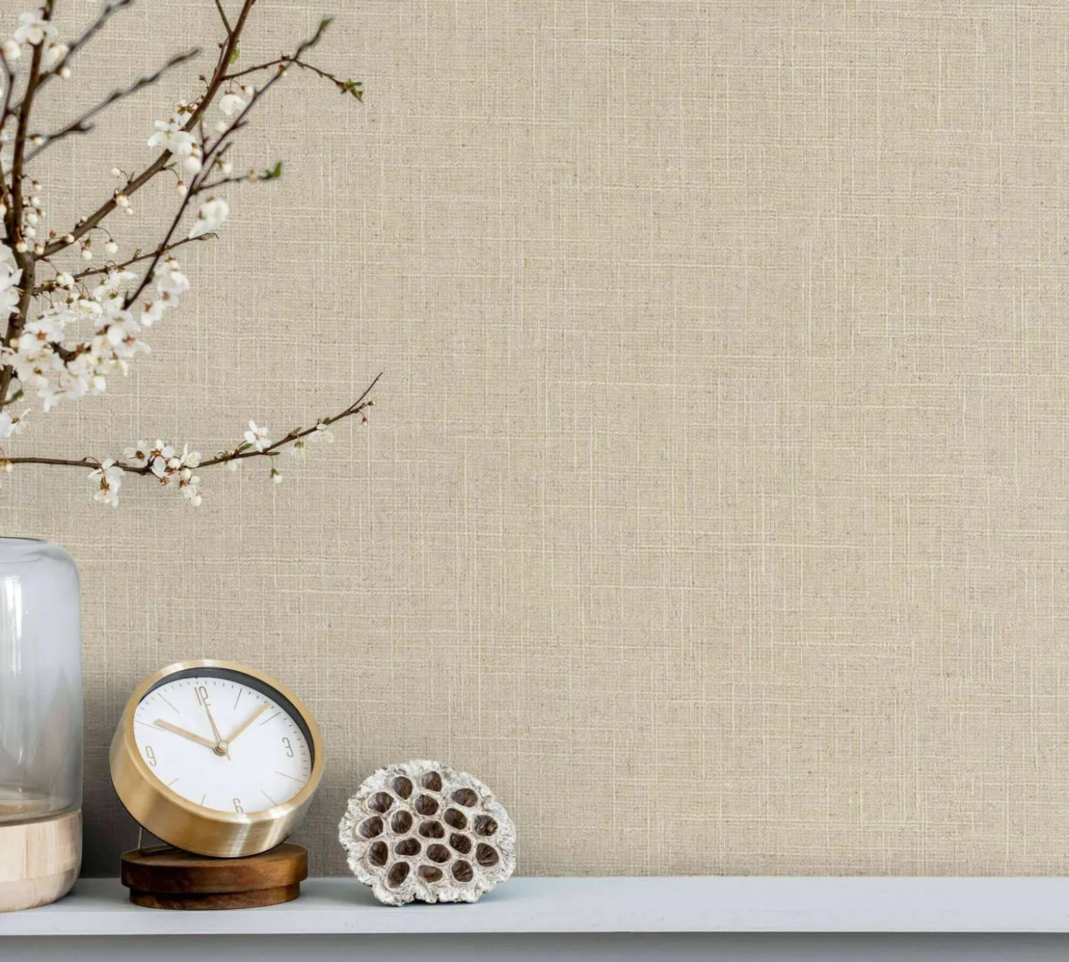 Vliestapete Struktur Textiloptik Uni Beige Creme 33392