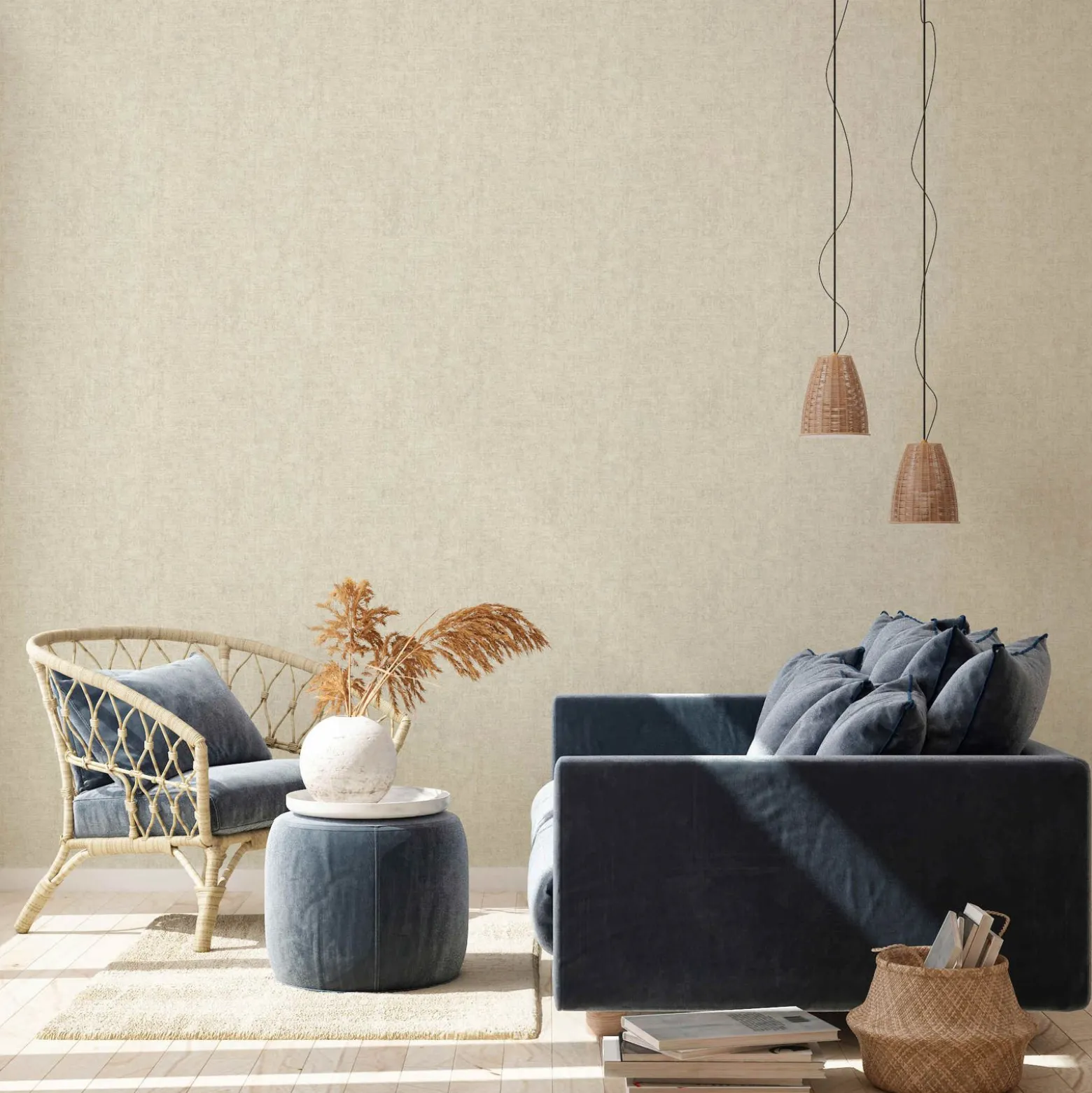 Vliestapete Struktur Uni creme beige weiß 37423-4