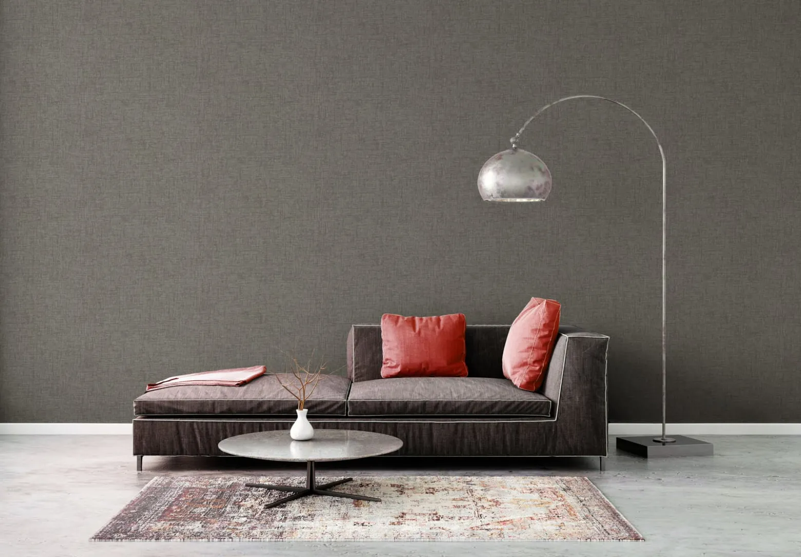 Vliestapete Struktur Used-Look Grau Metallic 39564-4