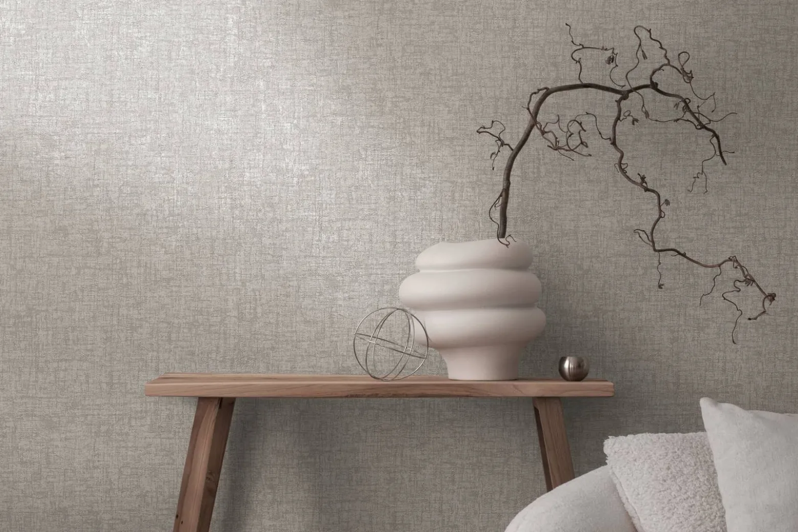 Vliestapete Struktur Used-Look Grau Metallic 39564-4
