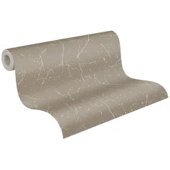 Vliestapete Struktur Zweige Braun Weiß Metallic 38504-2