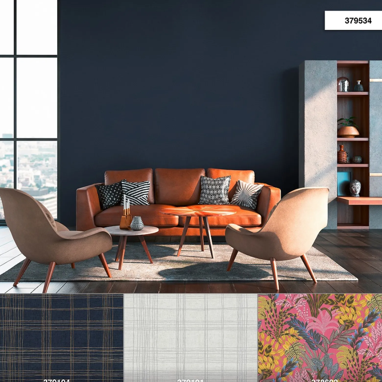Vliestapete Textil-Design dunkelblau 37953-4