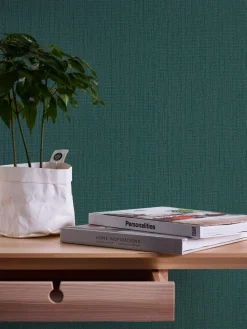 Vliestapete Textil Design Grün Silber Glitzer 3955-35