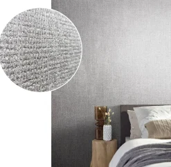 Vliestapete Textil Meliert grau Metallic 85741