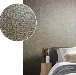 Vliestapete Textil Meliert grau gold Metallic 85738