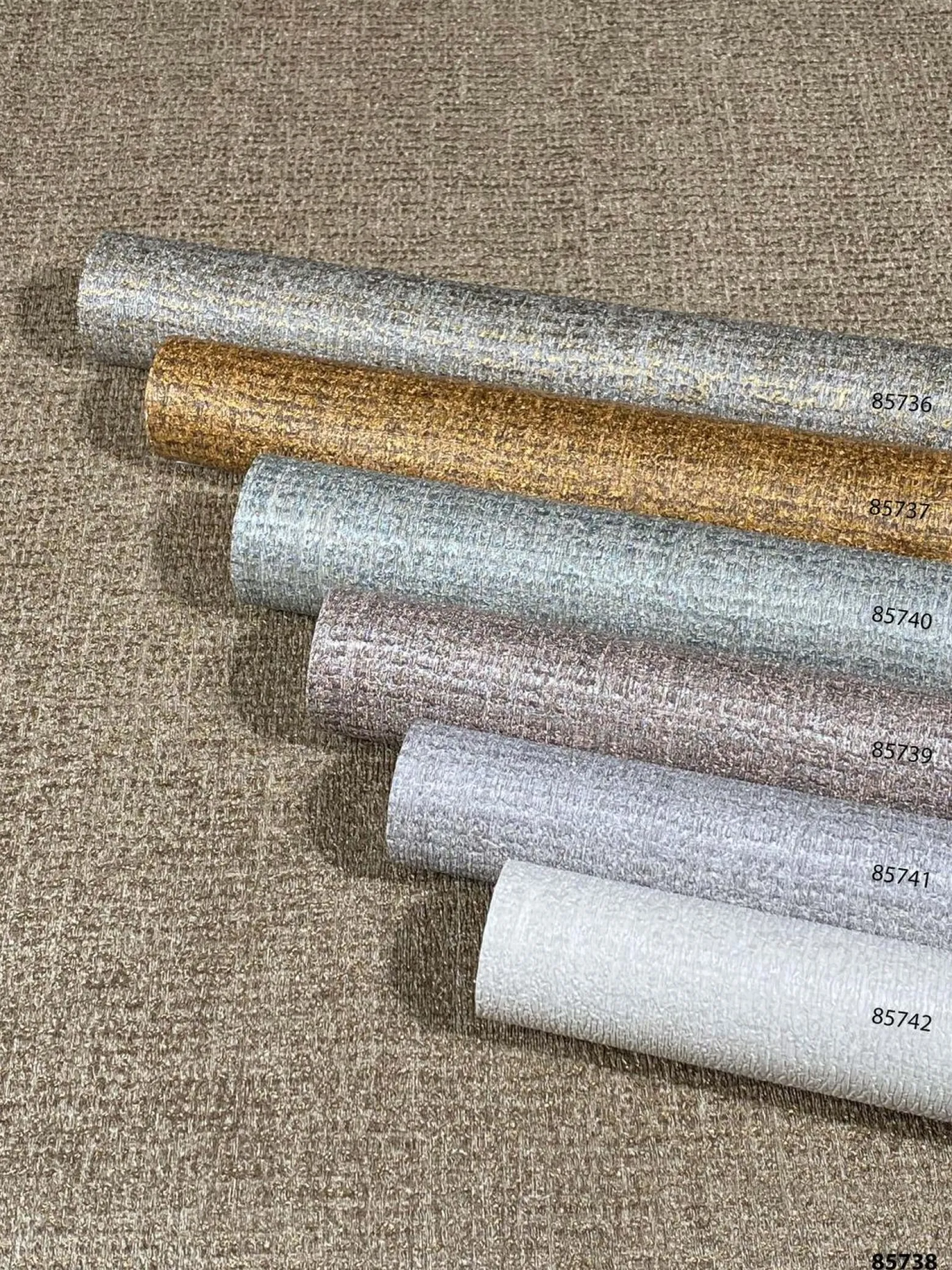 Vliestapete Textil Meliert grau gold Metallic 85738