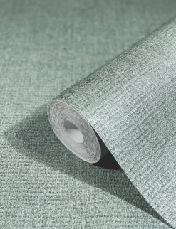Vliestapete Textil Meliert silber-grün Metallic 85740