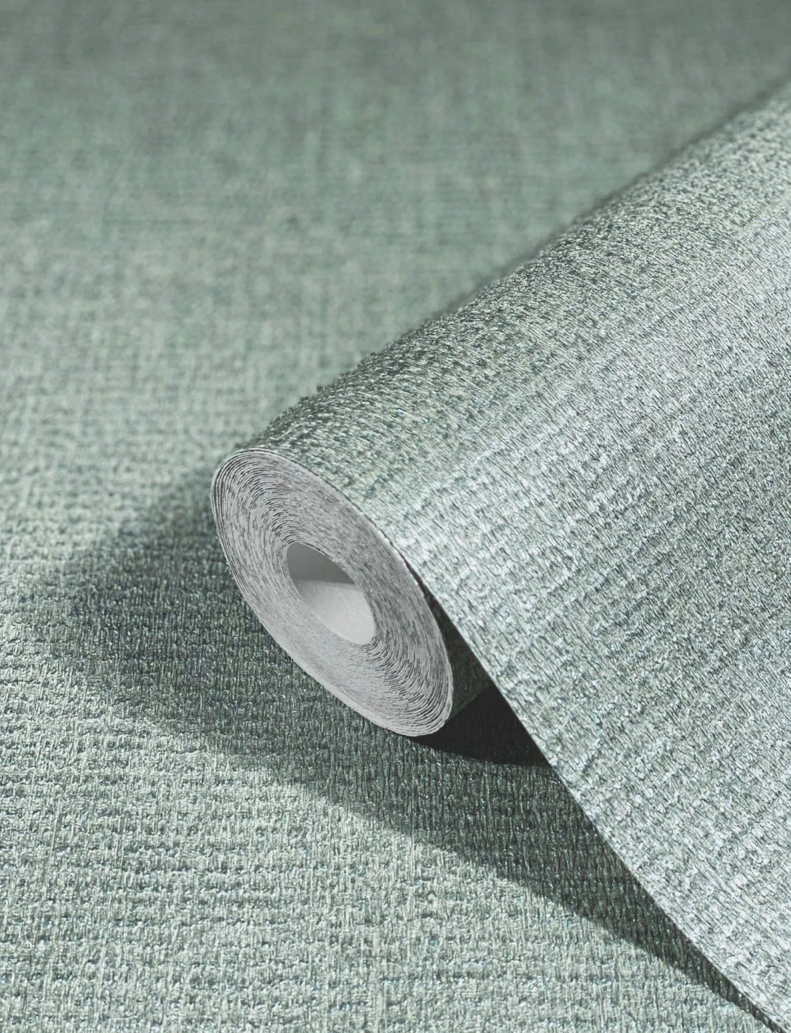 Vliestapete Textil Meliert silber-grün Metallic 85740