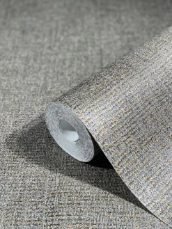 Vliestapete Textil Meliert silber gold Metallic 85736