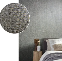 Vliestapete Textil Meliert silber gold Metallic 85736
