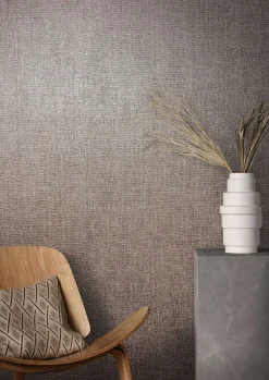 Vliestapete Textil Meliert taupe silber metallic 85739