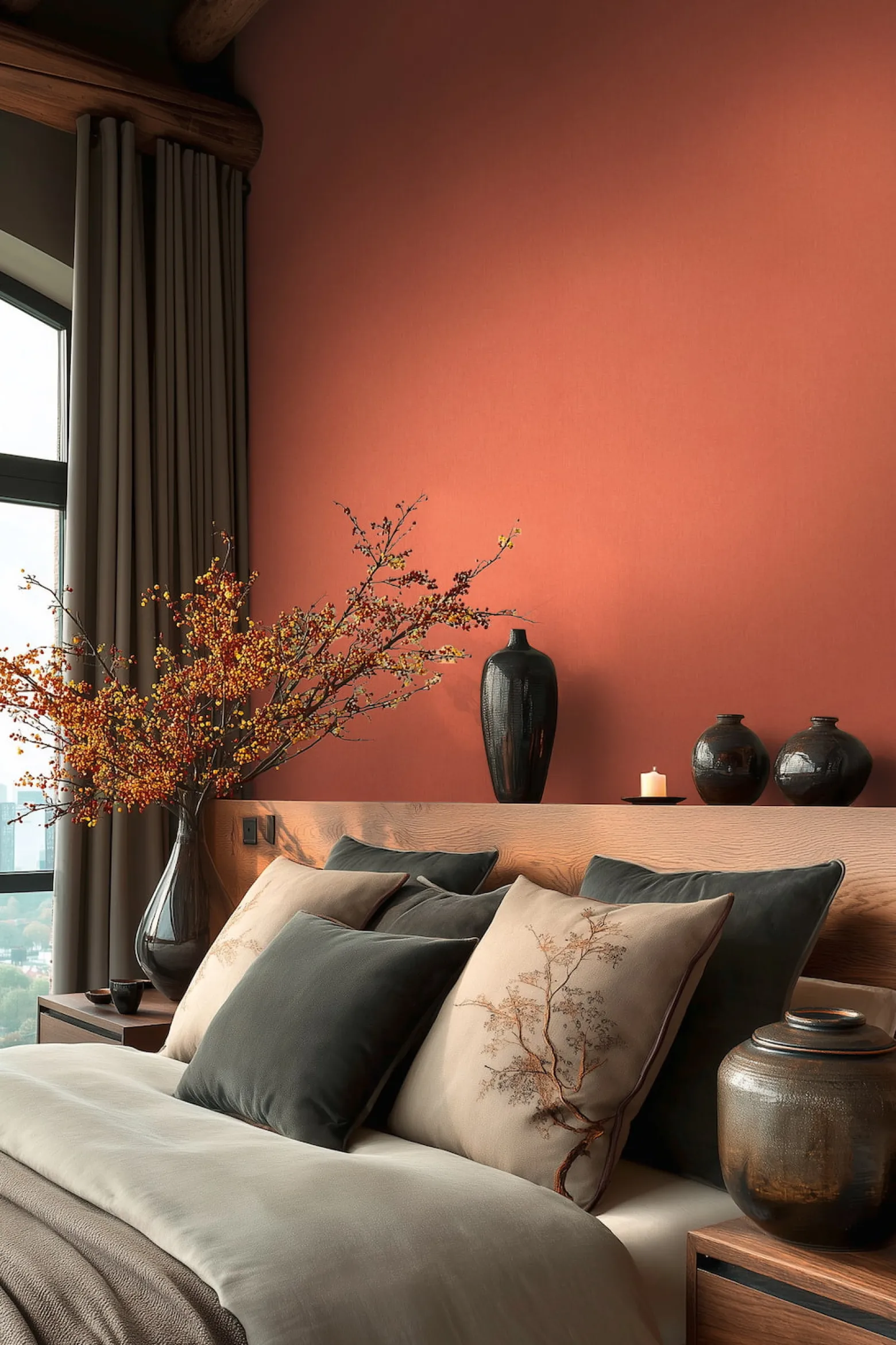 Vliestapete Textiloptik Einfarbig Rot Orange 79010-6