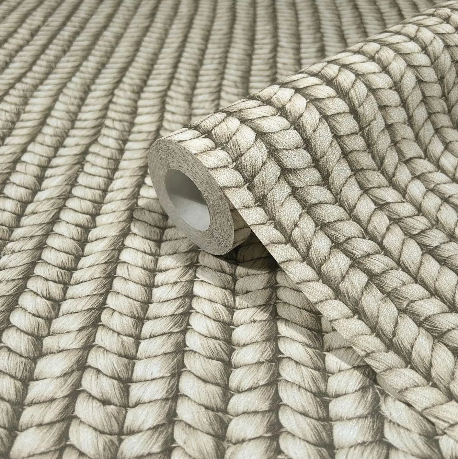Vliestapete Textiloptik Jute Geflecht Creme Beige 45748