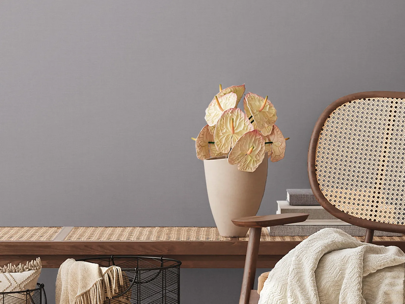 Vliestapete Textil Optik Uni Struktur Grau Taupe 38903-7