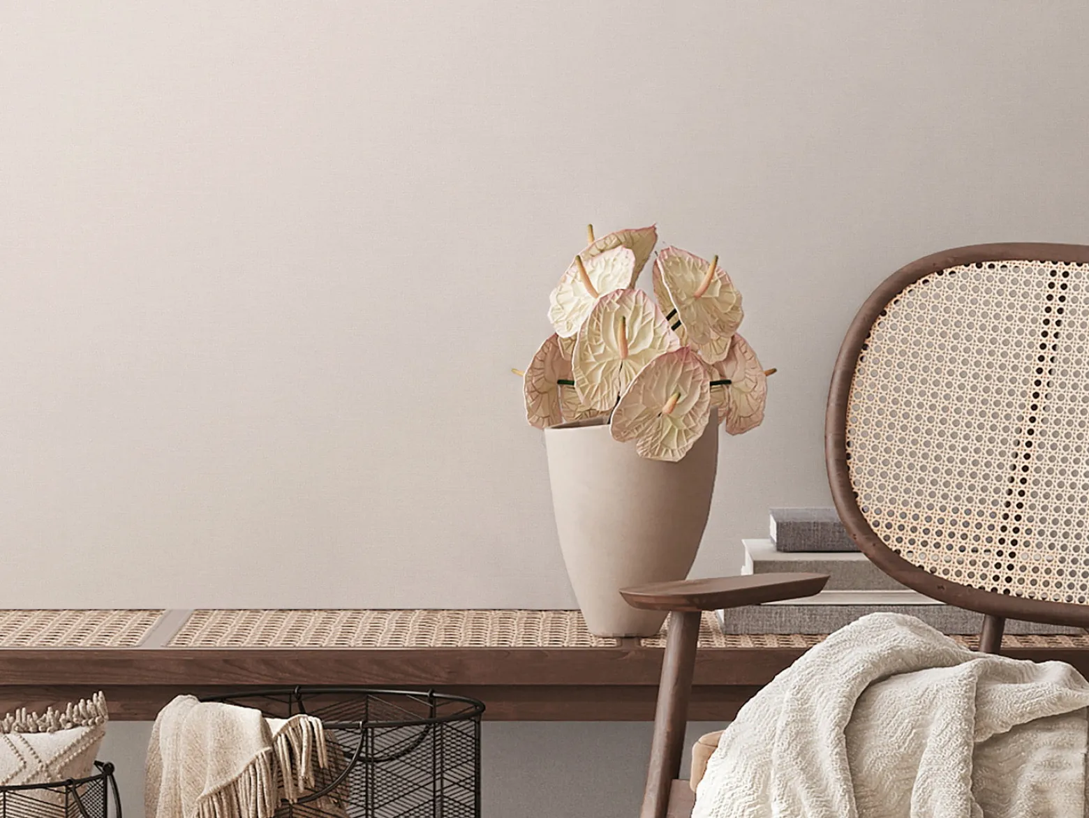 Vliestapete Textil Optik Uni Struktur Creme Beige 38904-3