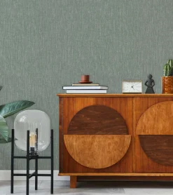 Vliestapete Textil Optik Uni Modern Grün Weiß 47615