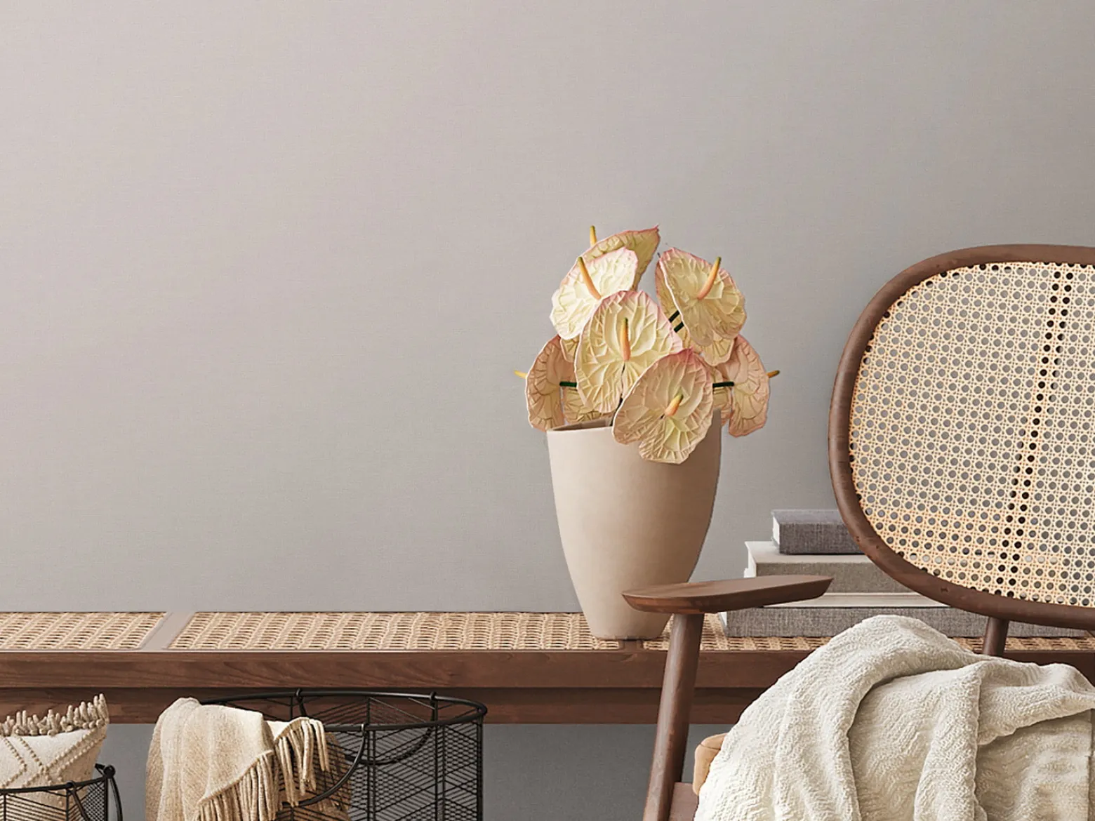 Vliestapete Textil Optik Uni Struktur Beige Grau 38903-1