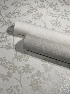 Vliestapete Textil-Optik weiß metallic 32706