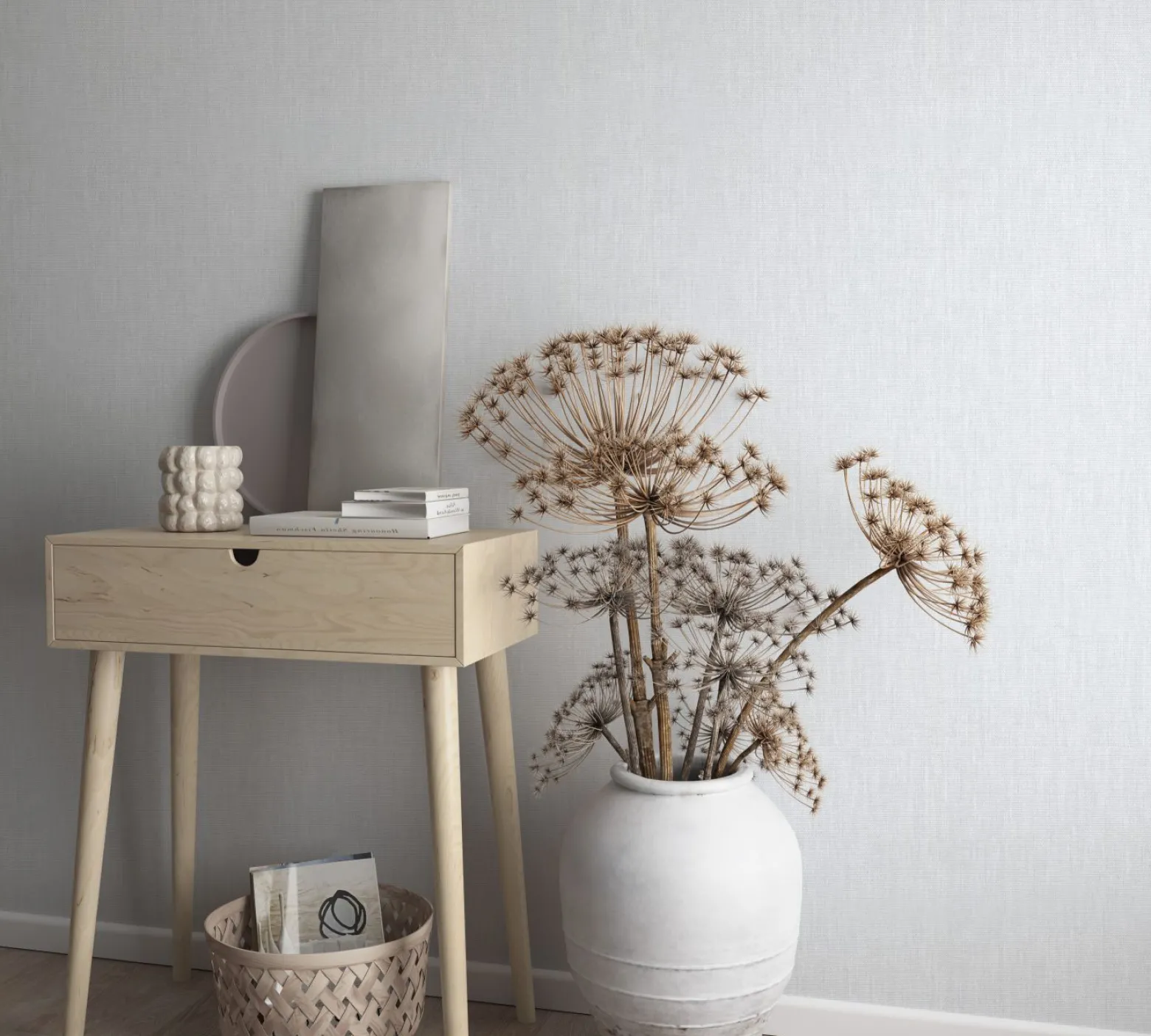 Vliestapete Textil Struktur Uni greige 33324