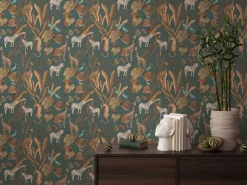 Vliestapete Tiere Exotisch Grün Braun 78218-2