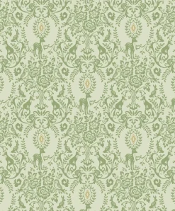 Vliestapete Tiere Floral Grün Gold Metallic JS3312