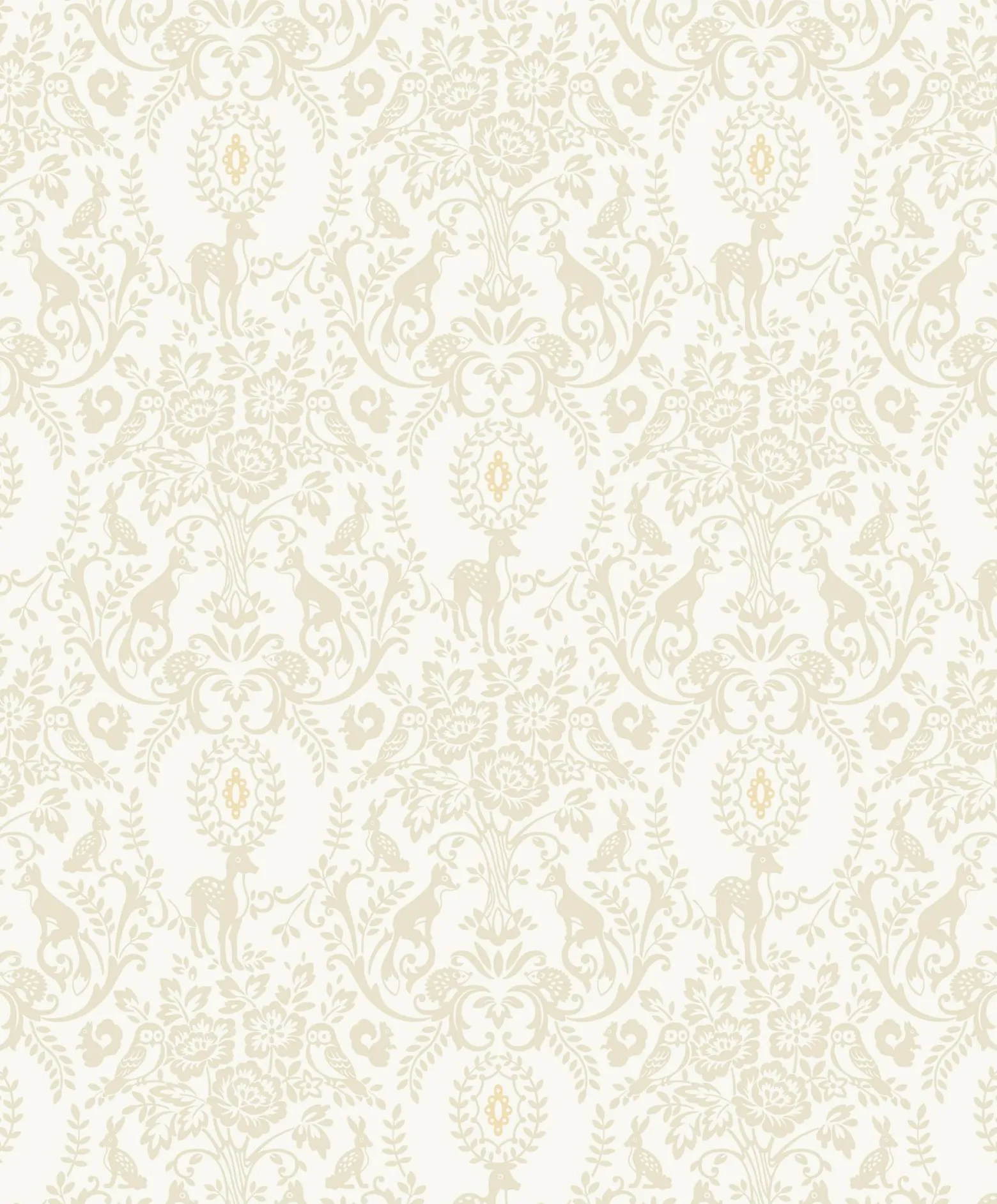 Vliestapete Tiere Floral Weiß Beige Gold Metallic JS3303