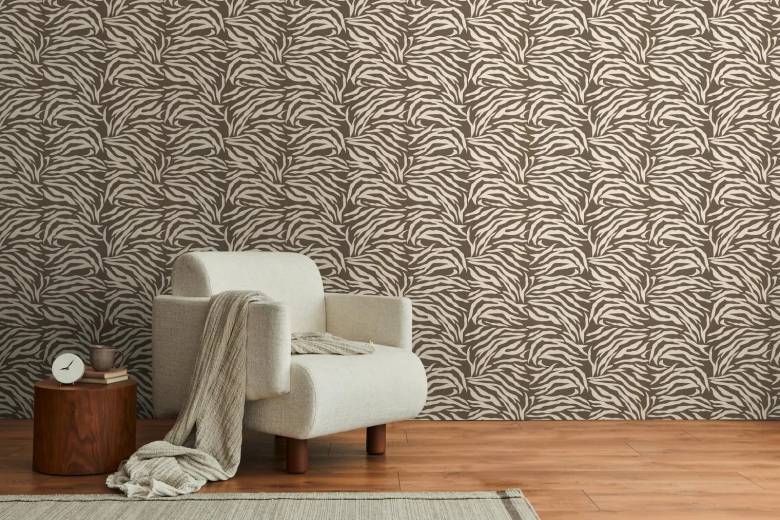 Vliestapete Tierfell Zebra Braun Creme 78217-2