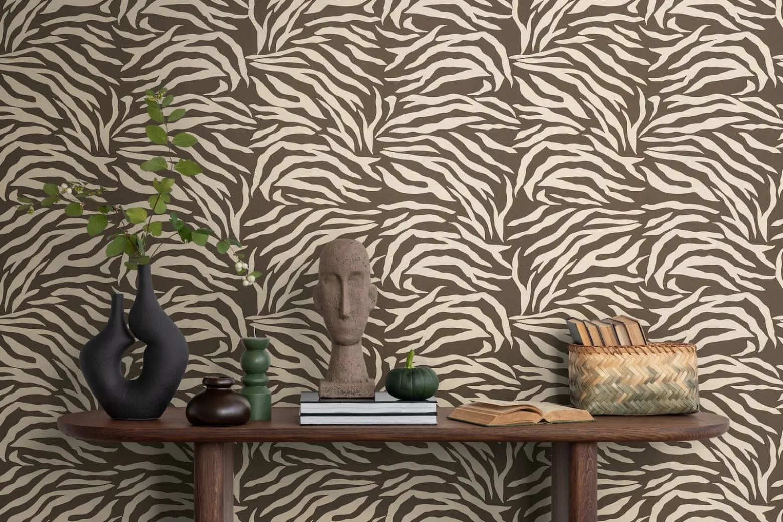Vliestapete Tierfell Zebra Braun Creme 78217-2