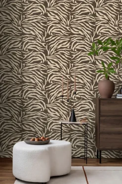Vliestapete Tierfell Zebra Braun Creme 78217-2