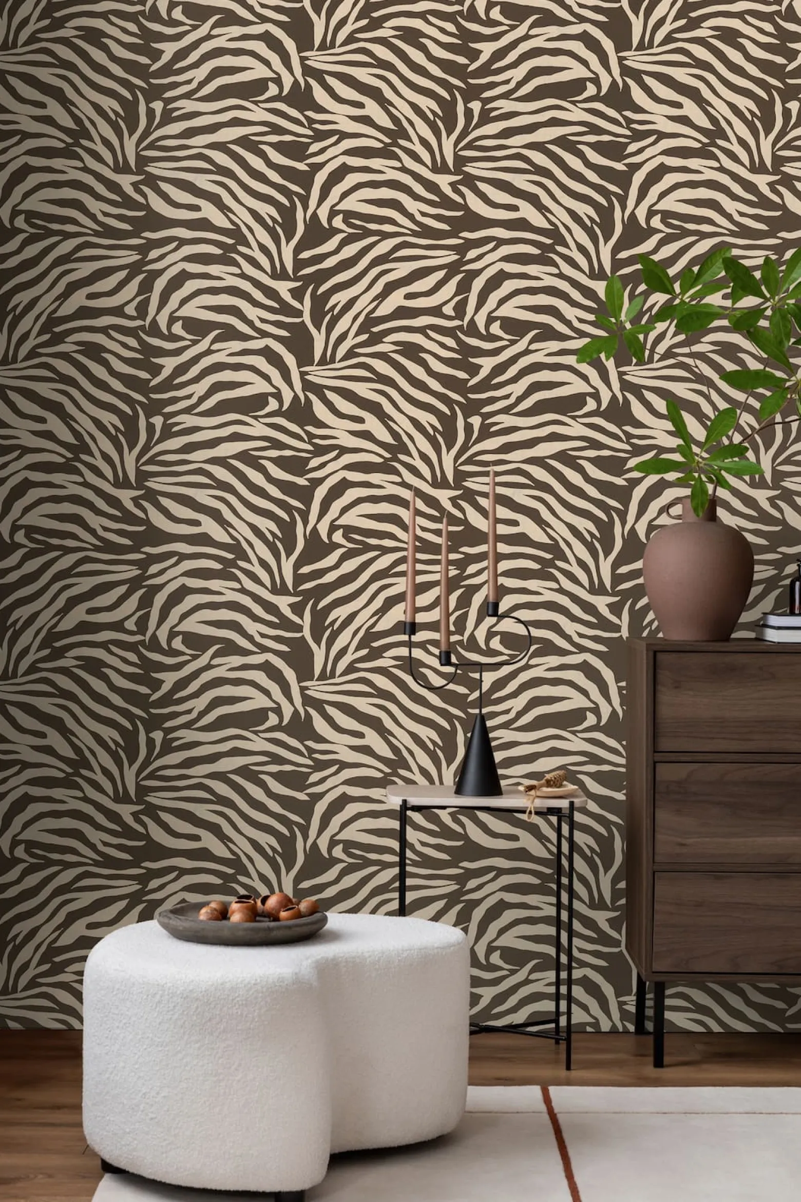 Vliestapete Tierfell Zebra Braun Creme 78217-2