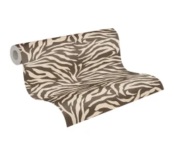 Vliestapete Tierfell Zebra Braun Creme 78217-2