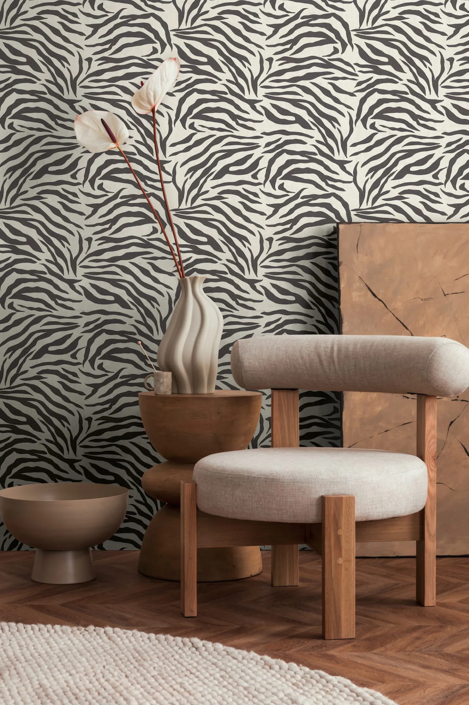 Vliestapete Tierfell Zebra Schwarz Weiß 78217-1