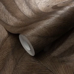 Vliestapete Tropen Blätter Braun Kupfer Metallic 10476-48