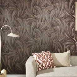 Vliestapete Tropen Blätter Braun Kupfer Metallic 10476-48
