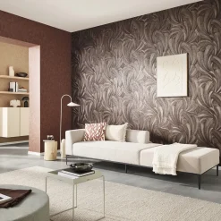 Vliestapete Tropen Blätter Braun Kupfer Metallic 10476-48