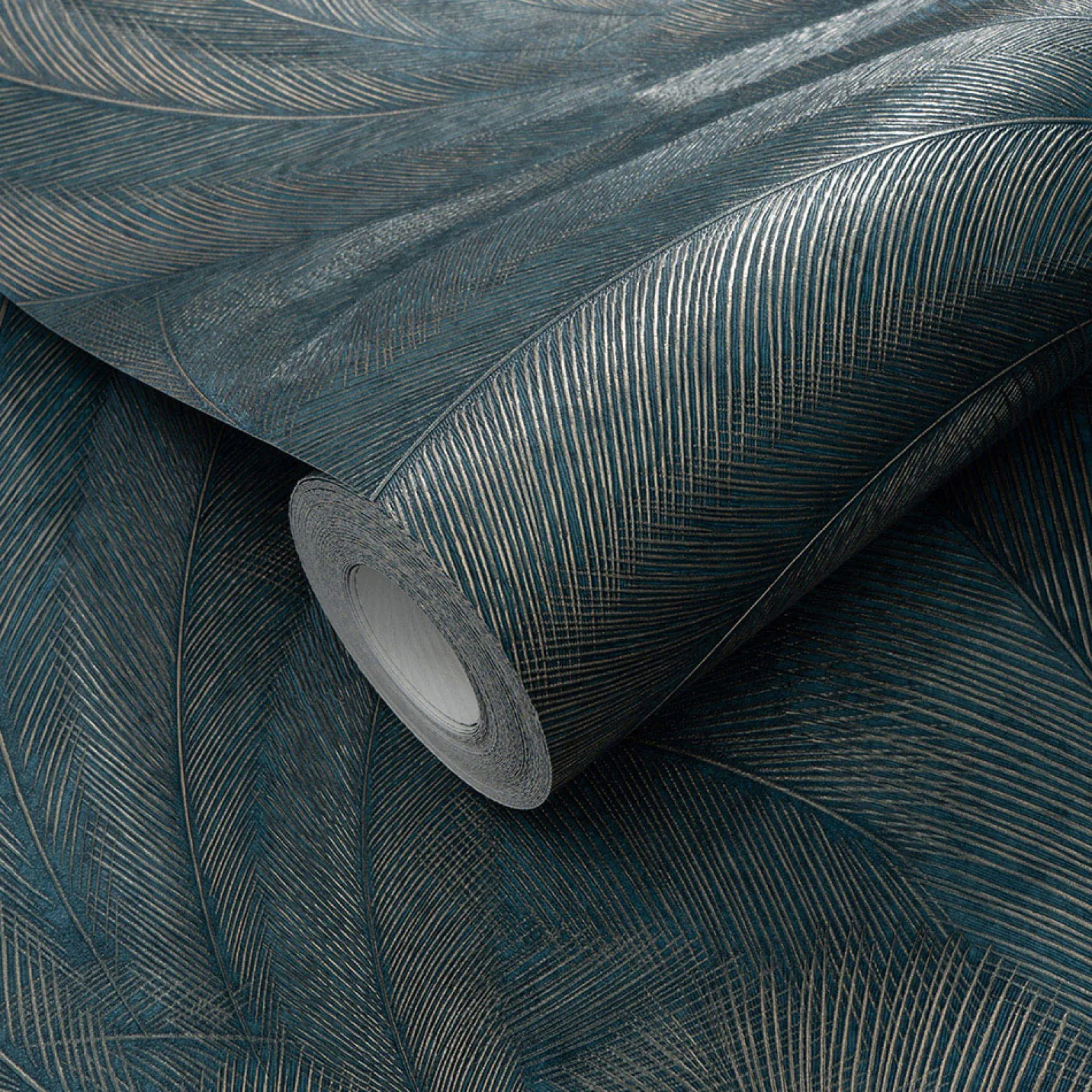 Vliestapete Tropen Blätter Petrol Silber Metallic 10476-19