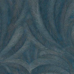 Vliestapete Tropen Blätter Petrol Silber Metallic 10476-19