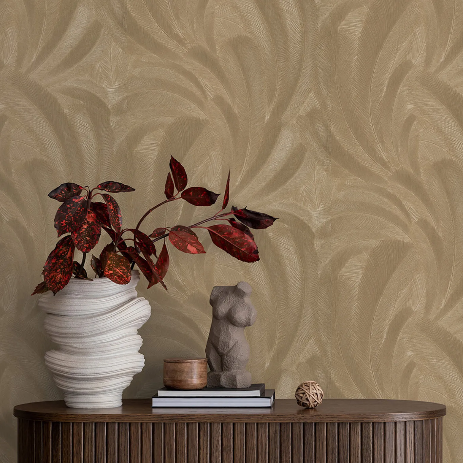 Vliestapete Tropisch Blätter Gold Metallic 10476-30