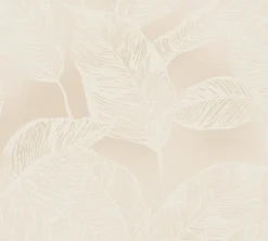 Vliestapete Tropisch Blätter Beige Creme 38663-3