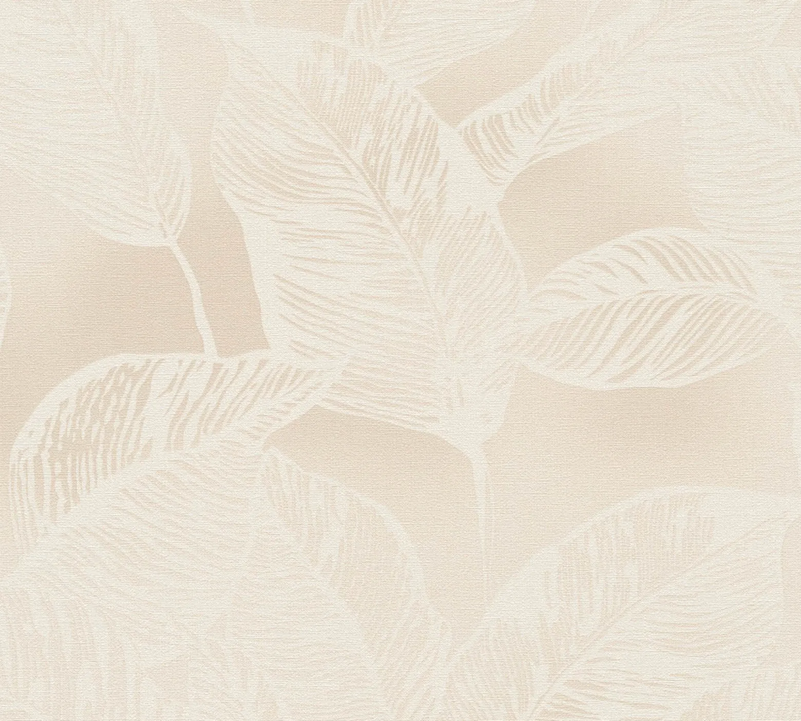 Vliestapete Tropisch Blätter Beige Creme 38663-3