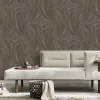 Vliestapete Tropisch Blätter Grau Gold Metallic 10476-47