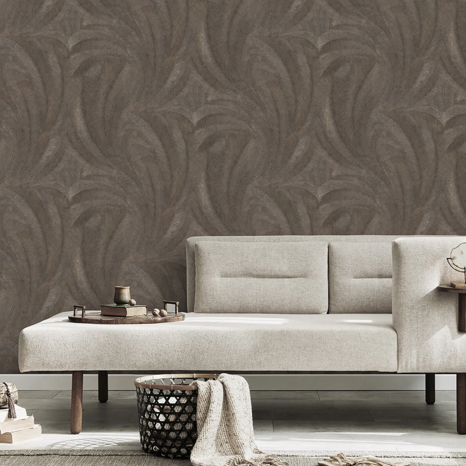 Vliestapete Tropisch Blätter Grau Gold Metallic 10476-47