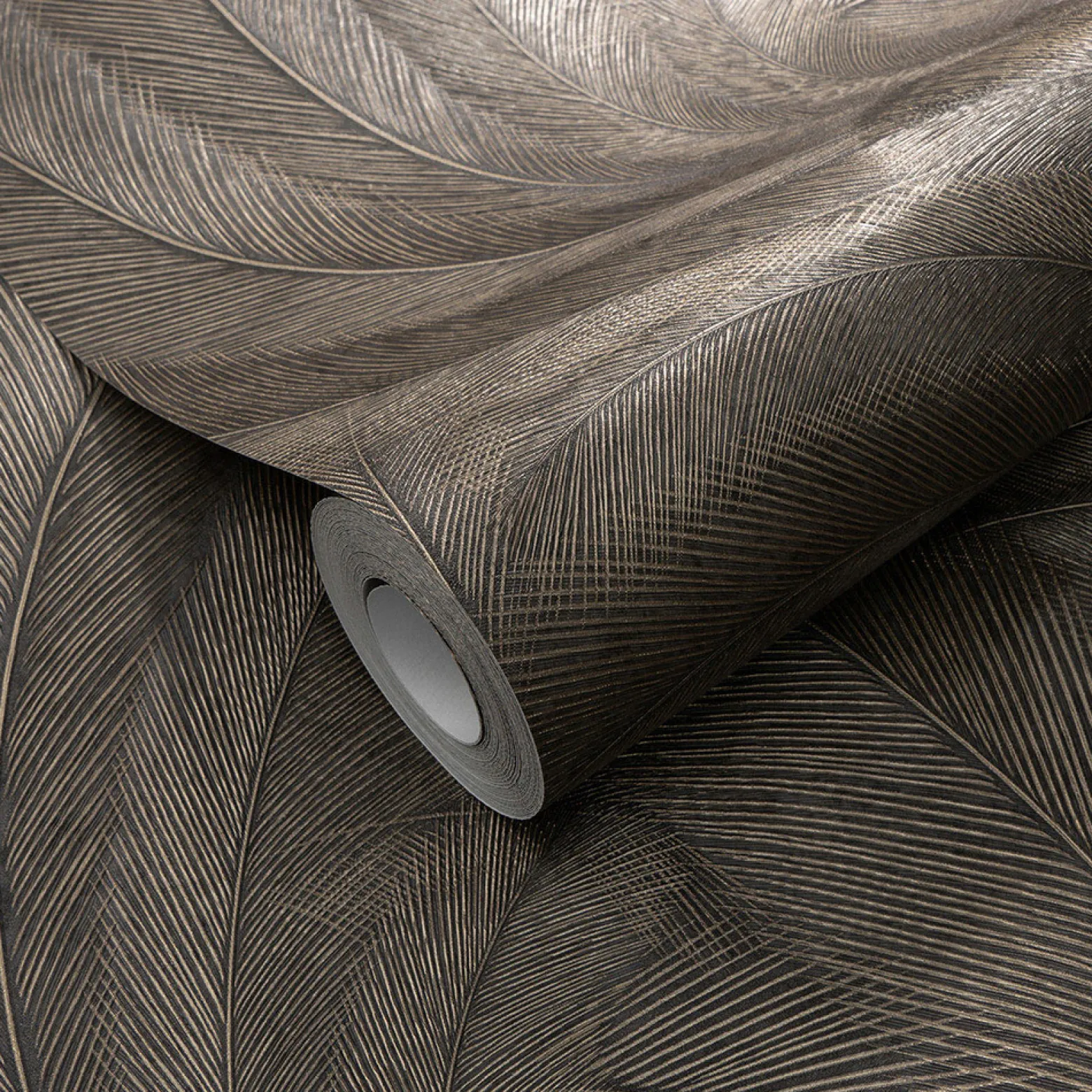Vliestapete Tropisch Blätter Grau Gold Metallic 10476-47