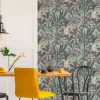 Vliestapete Tropisch Blätter Grün Blau Creme 39748-2