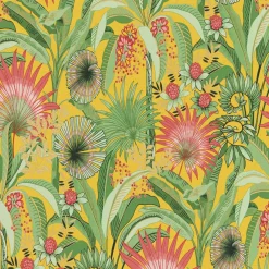 Vliestapete Tropisch Floral Gelb Grün Rot 10390-20