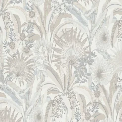 Vliestapete Tropisch Floral Creme Beige Grau 10390-02