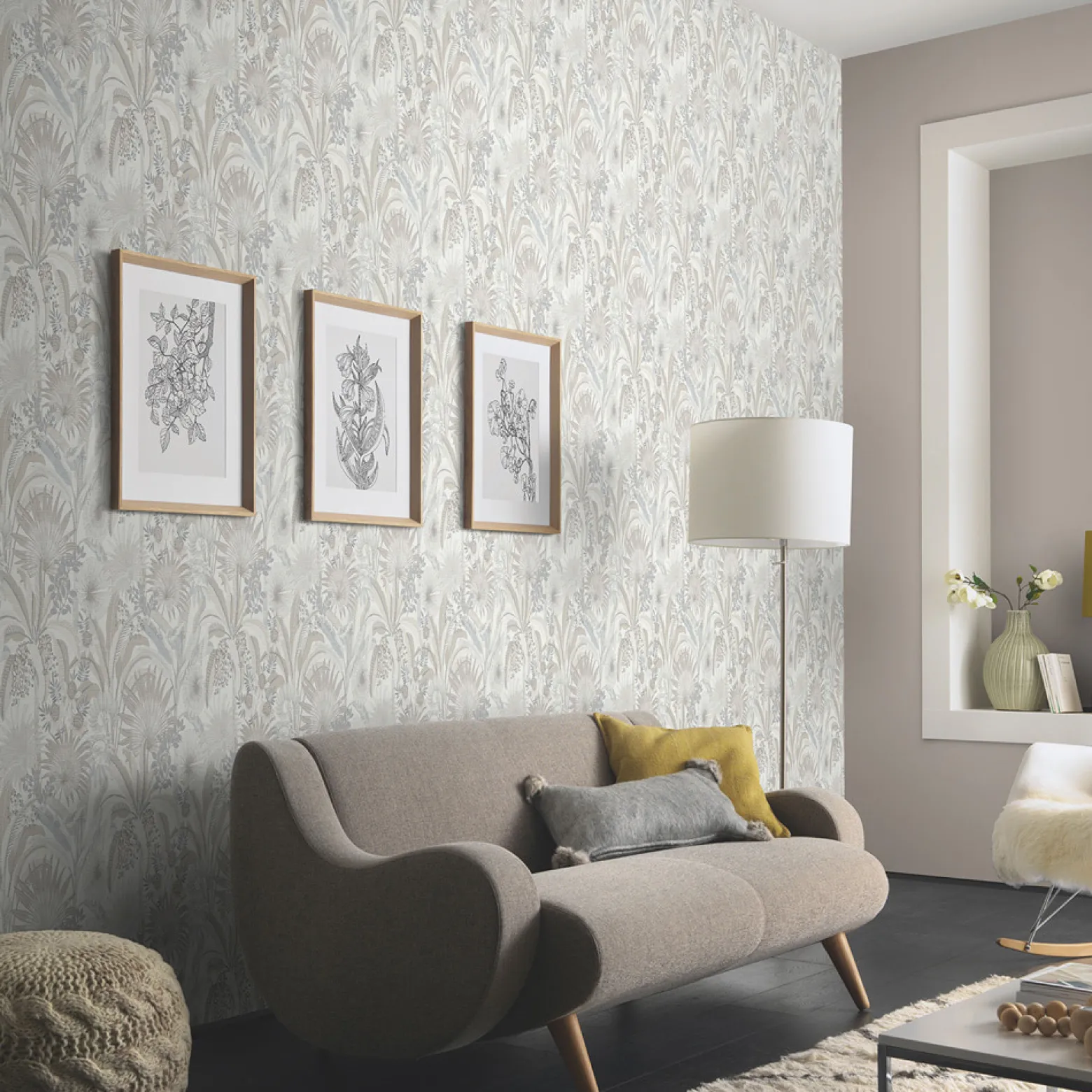 Vliestapete Tropisch Floral Creme Beige Grau 10390-02