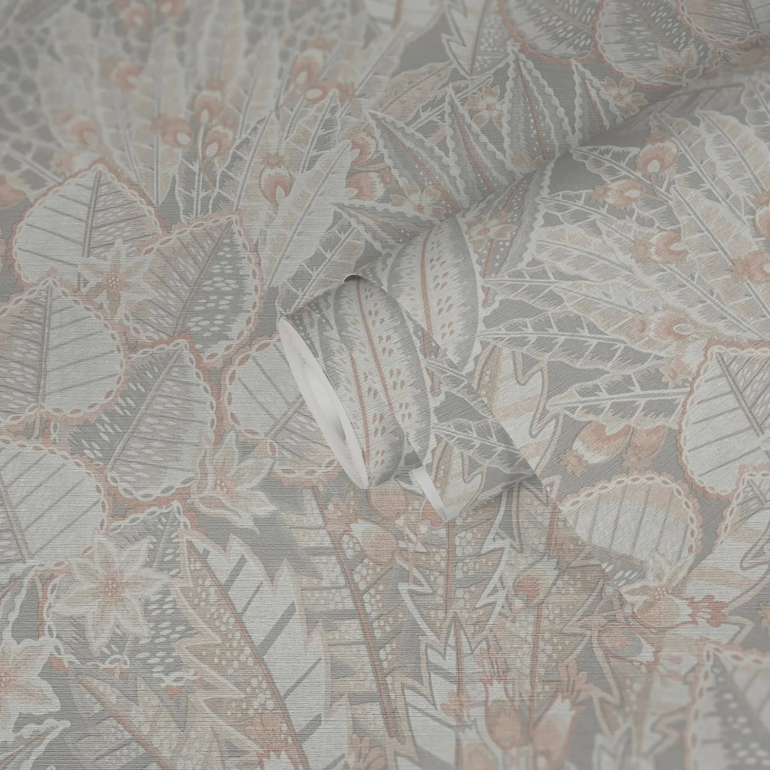 Vliestapete Tropisch Floral Grau Beige Creme 39653-4