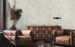Vliestapete Tropisch Floral Grau Beige Creme 39653-4