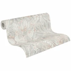 Vliestapete Tropisch Floral Grau Beige Creme 39653-4